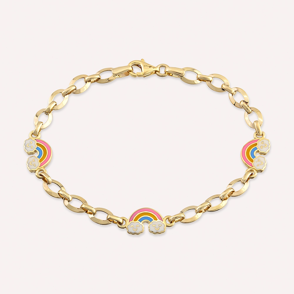 Rainbow Yellow Gold Child Bracelet - 1