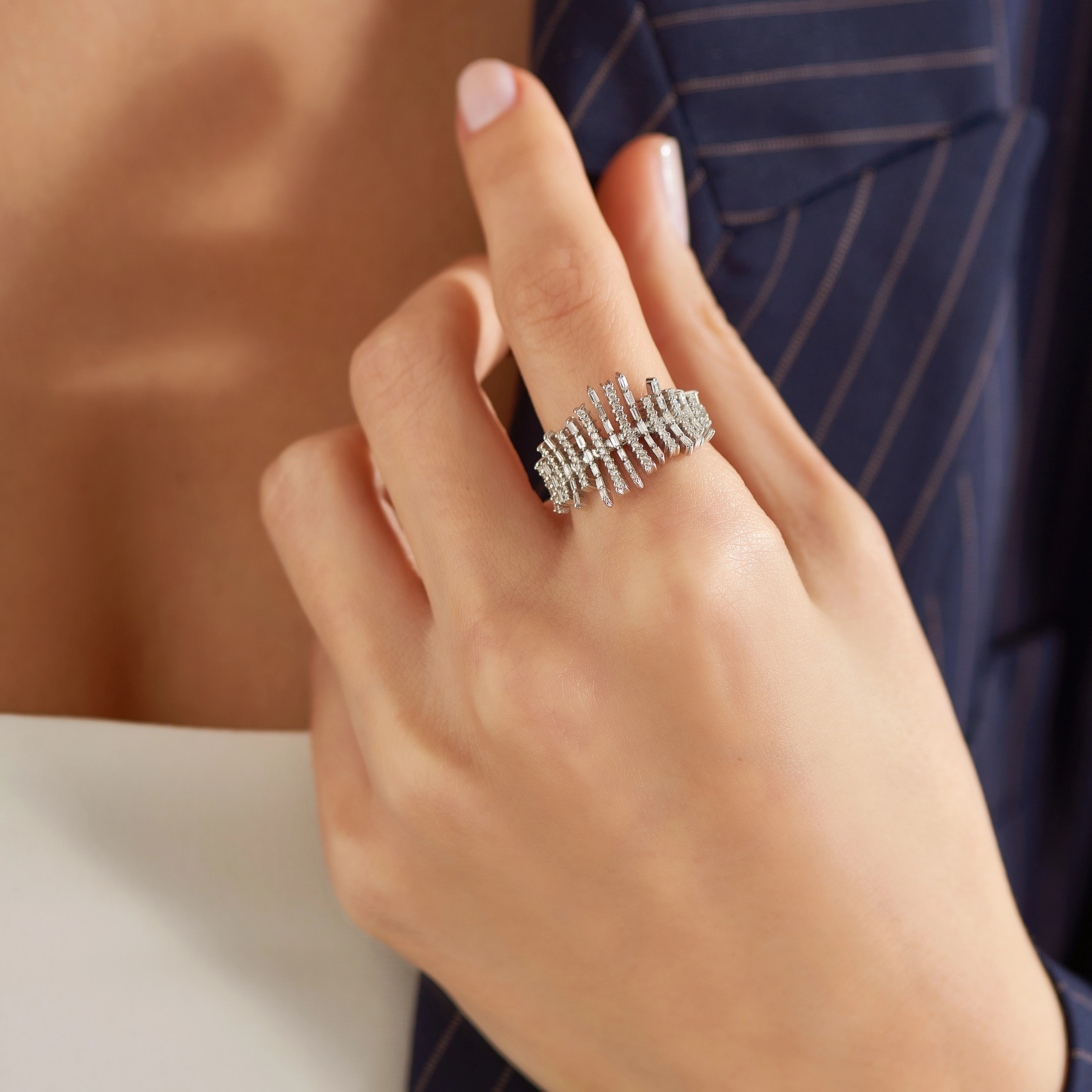 Raise 0.61 CT Baguette Cut Diamond White Gold Ring - Nev Jewellery (1)