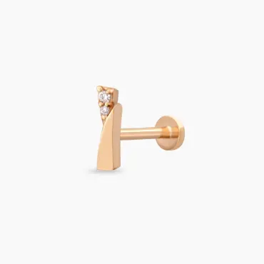 Rea Pırlanta Taşlı Rose Altın Piercing - Nev Jewellery (1)