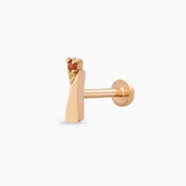 Rea Yellow ve Orange Safir Taşlı Rose Altın Piercing - Nev Jewellery (1)