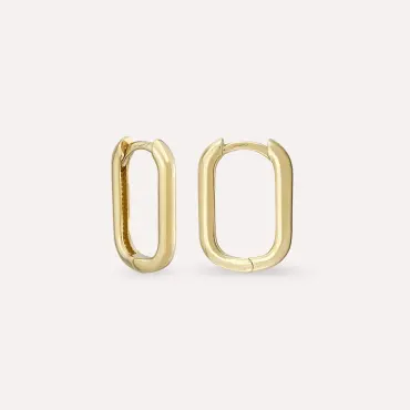 Rect Sarı Altın Halka Küpe - Nev Jewellery (1)