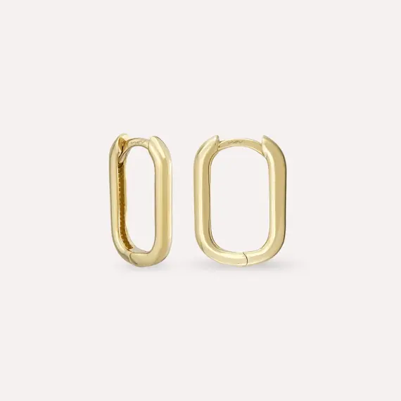 Rect Yellow Gold Hoop Earring - 1