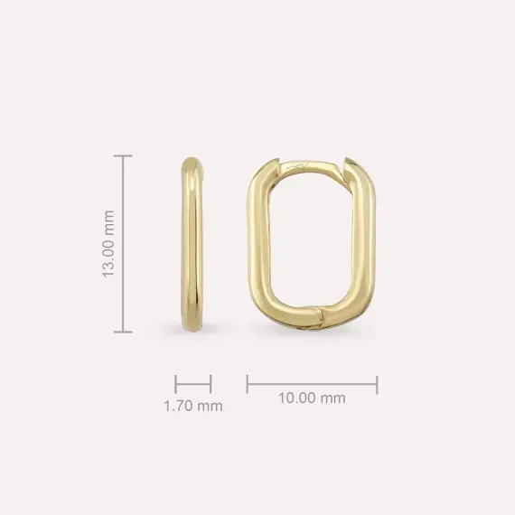 Mini Rect Yellow Gold Hoop Earring - 3