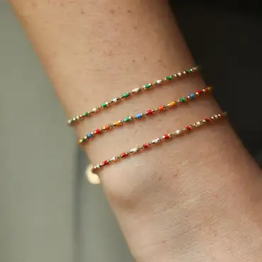 Red and White Enamel Yellow Gold Golf Bracelet - Nev Jewellery (1)