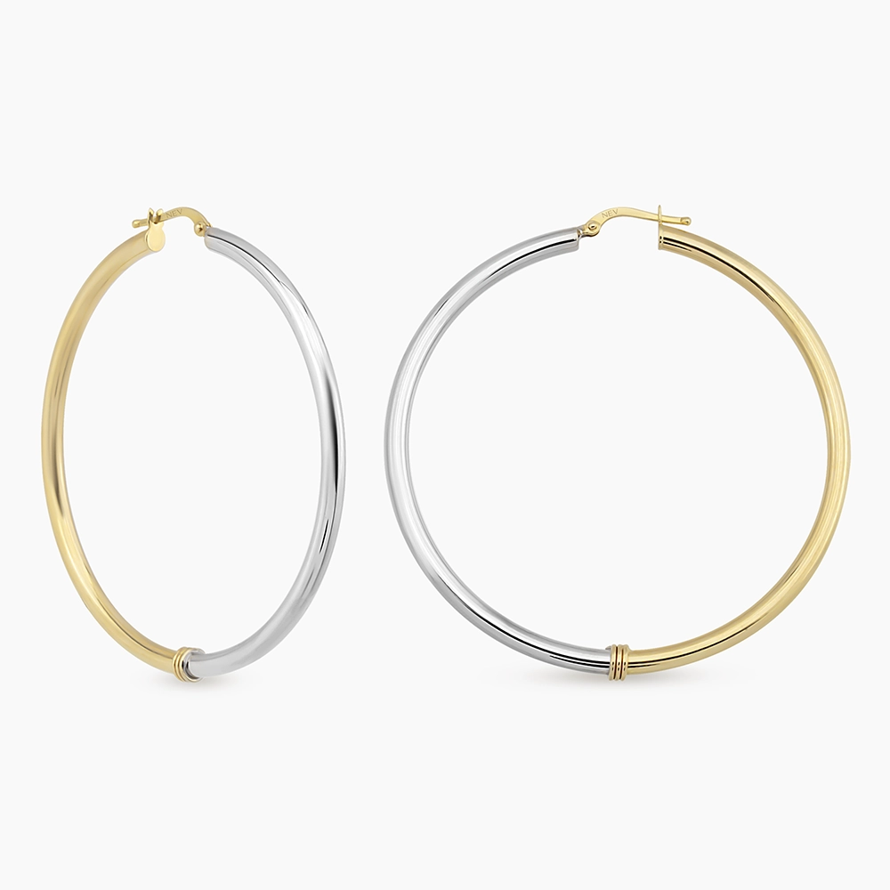 Regina L Yellow and White Gold Hoop Earrings - 1