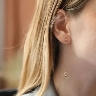 Reina Sarı Altın Sallantılı Küpe - Nev Jewellery (1)