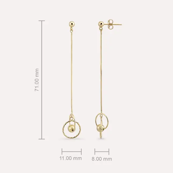 Reina Yellow Gold Dangling Earring - 3