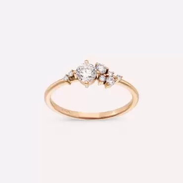 Rena 0.49 CT Pırlanta Taşlı Rose Altın Yüzük - Nev Jewellery (1)