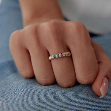Renga Renk Baget Taşlı Yüzük - NEV JEWELLERY