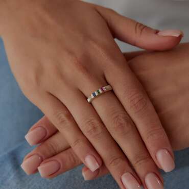 Renga Renk Baget Taşlı Yüzük - NEV JEWELLERY (1)