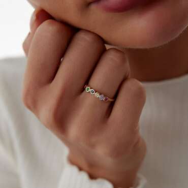 Renkli Taşlı Tasarım Yüzük - NEV JEWELLERY
