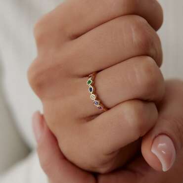 Renkli Taşlı Tasarım Yüzük - NEV JEWELLERY (1)