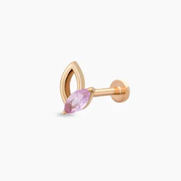 Rhea Markiz Kesim Pink Safir Taşlı Rose Altın Piercing - Nev Jewellery (1)