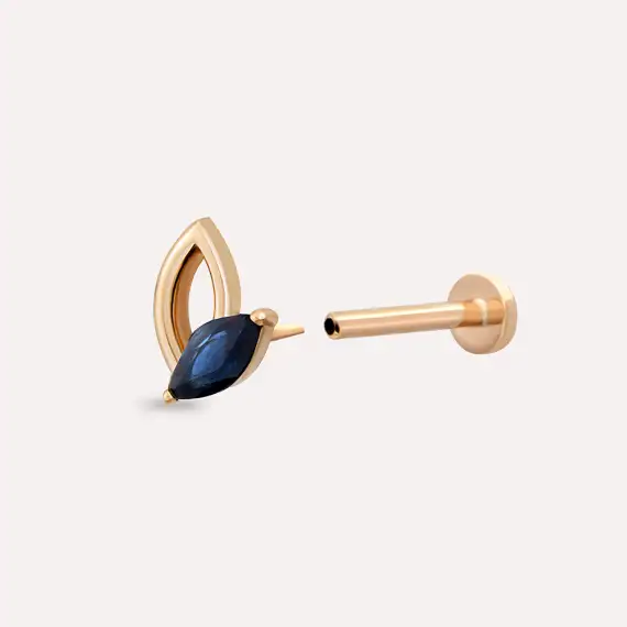 Rhea Marquise Cut Blue Sapphire Rose Gold Piercing - 4