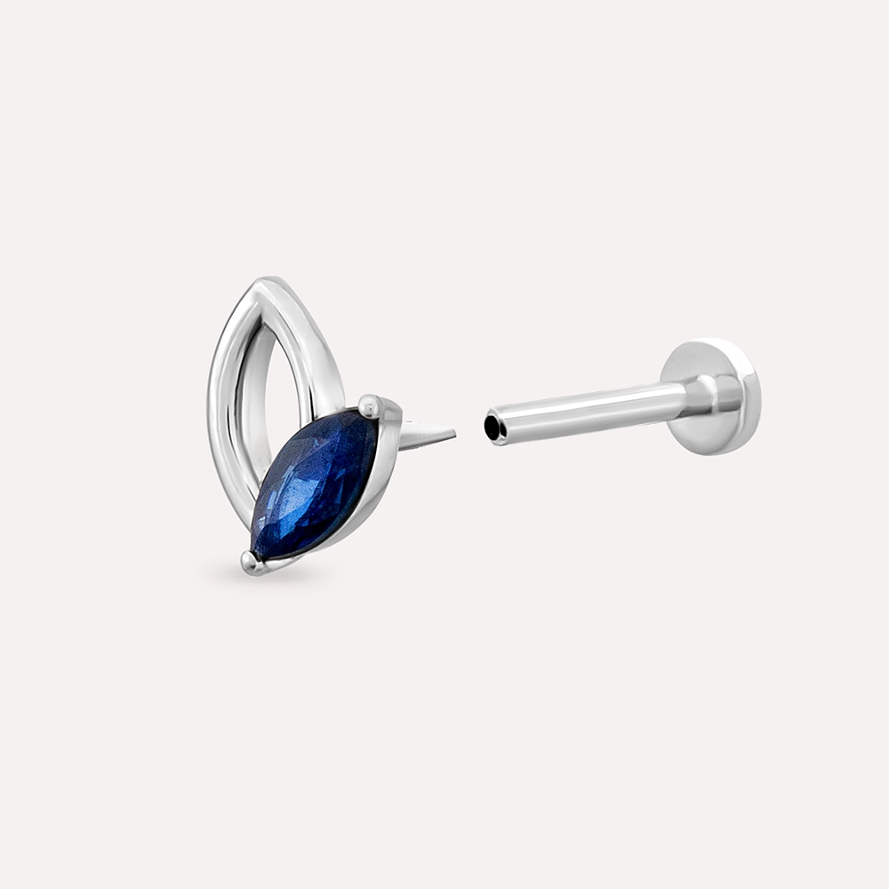 Rhea Marquise Cut Blue Sapphire White Gold Piercing - 3