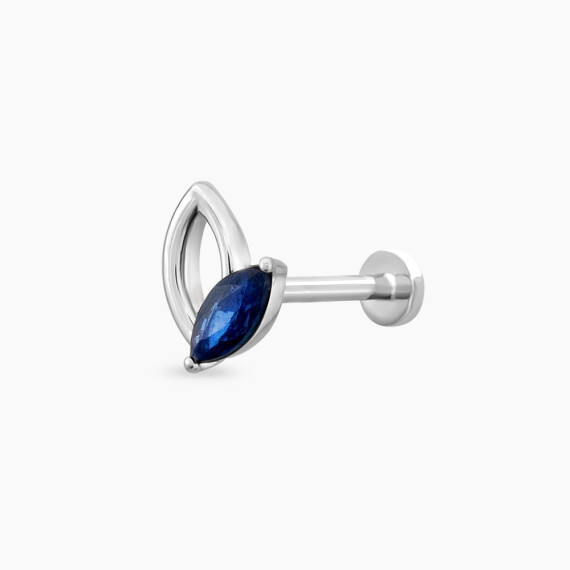 Rhea Marquise Cut Blue Sapphire White Gold Piercing - Nev Jewellery