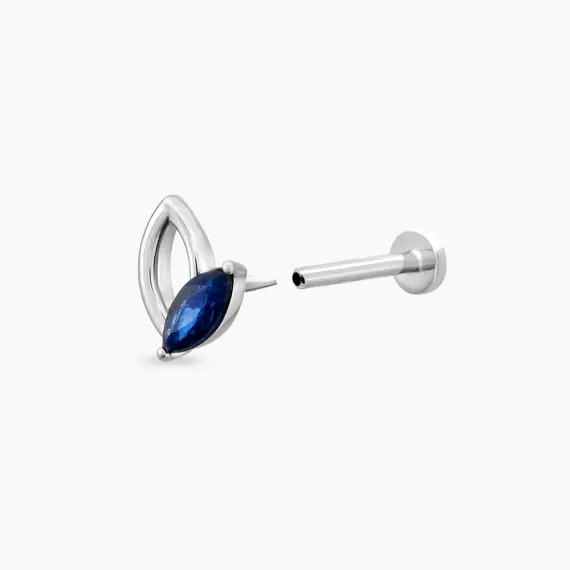 Rhea Marquise Cut Blue Sapphire White Gold Piercing - 3