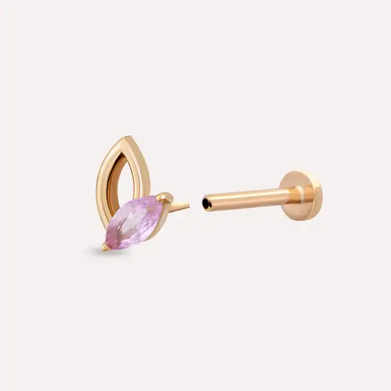 Rhea Marquise Cut Pink Sapphire Rose Gold Piercing - 5