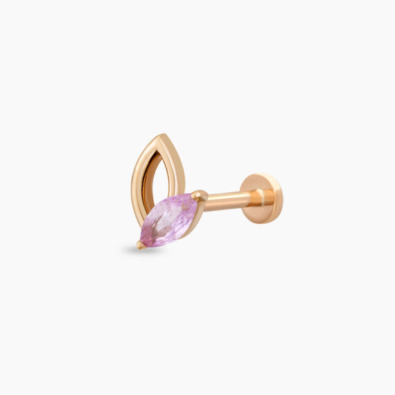 Rhea Marquise Cut Pink Sapphire Rose Gold Piercing - Nev Jewellery