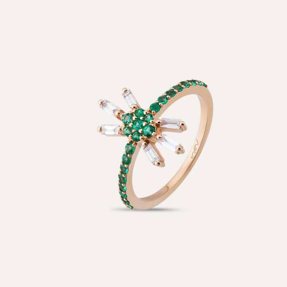 Rhostar 0.51 CT Emerald and Diamond Yellow Gold Ring - 1