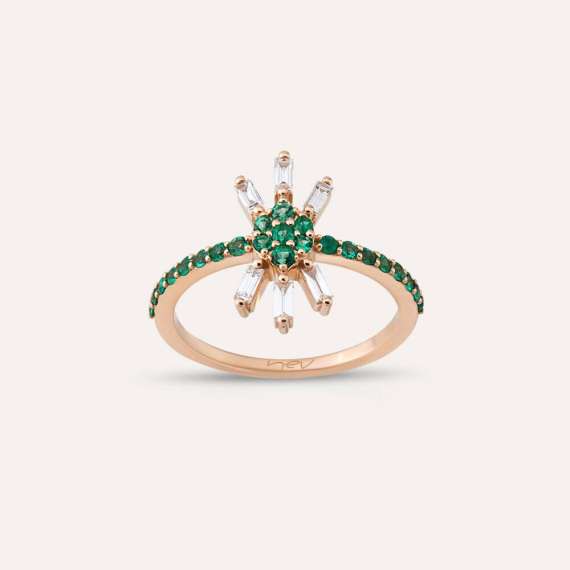 Rhostar 0.51 CT Emerald and Diamond Yellow Gold Ring - 3