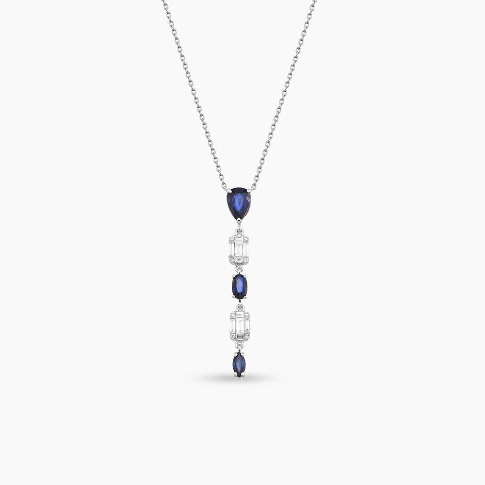 Rhythm Sapphire and Diamond White Gold Necklace - 1