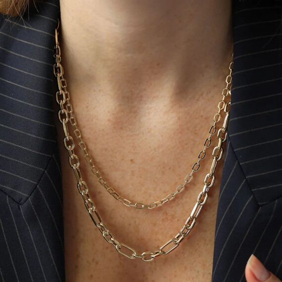Rigol Sarı Altın Ataç Kolye - Nev Jewellery