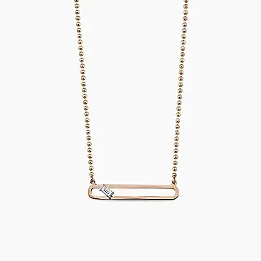 Rita 0.03 CT Baget Pırlanta Taşlı Rose Altın Kolye - Nev Jewellery (1)