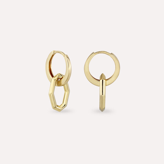 Rory Sarı Altın Halka Küpe - Nev Jewellery