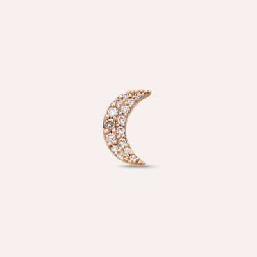 Rose Moon Pırlanta Taşlı Tek Küpe - Nev Jewellery