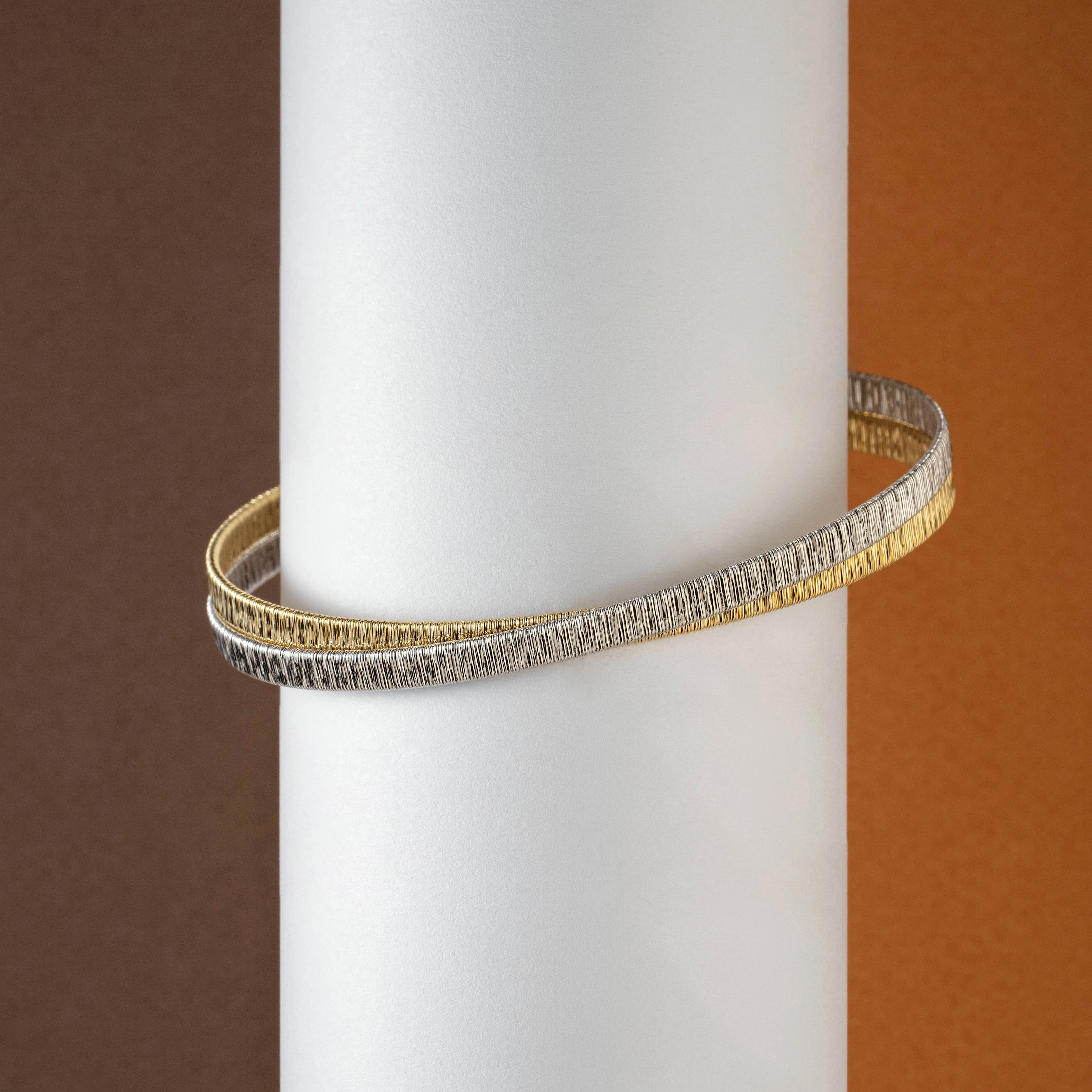 Sarı ve Beyaz Altın İtalyan Zımba Bileklik - 3