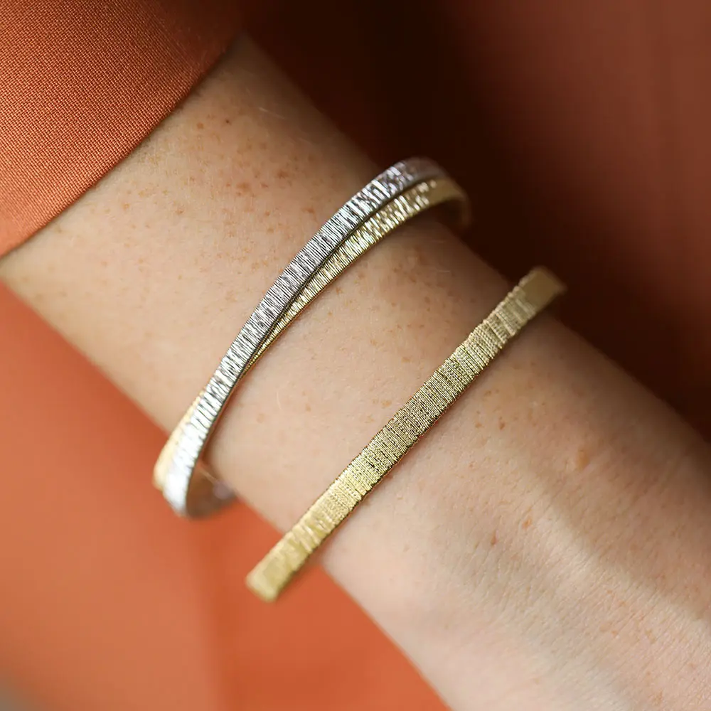 Sarı ve Beyaz Altın İtalyan Zımba Bileklik - Nev Jewellery (1)