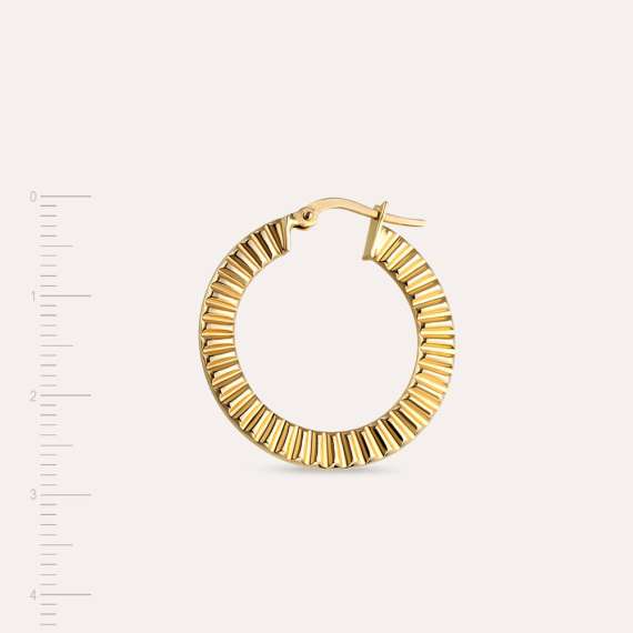 Ruffle Yellow Gold Hoop Earring - 4