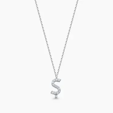 Ş Harf 0.08 CT Pırlanta Taşlı Beyaz Altın Kolye - Nev Jewellery (1)
