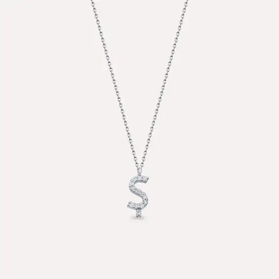 Ş Letter 0.08 CT Diamond Whitw Gold Necklace - 1