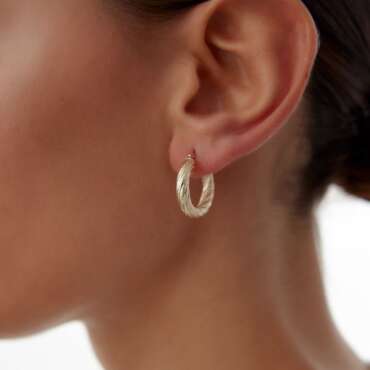 Sade Kıvrımlı Nokta Halka Küpe - NEV JEWELLERY