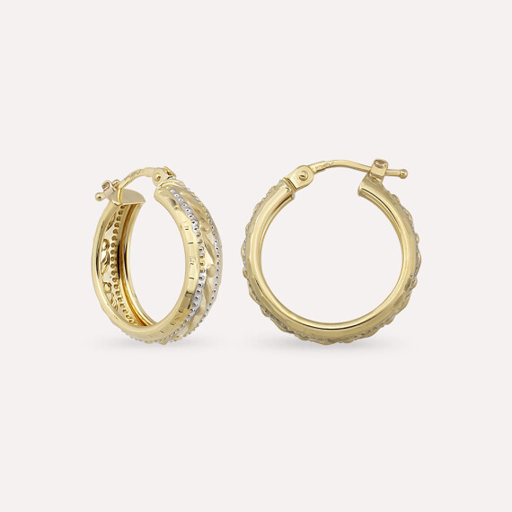 Sally Sarı Altın Halka Küpe - Nev Jewellery