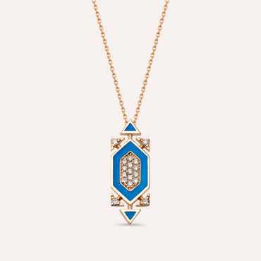 Salm 0.19 CT Diamond and Blue Enamel Pendant - Nev Jewellery