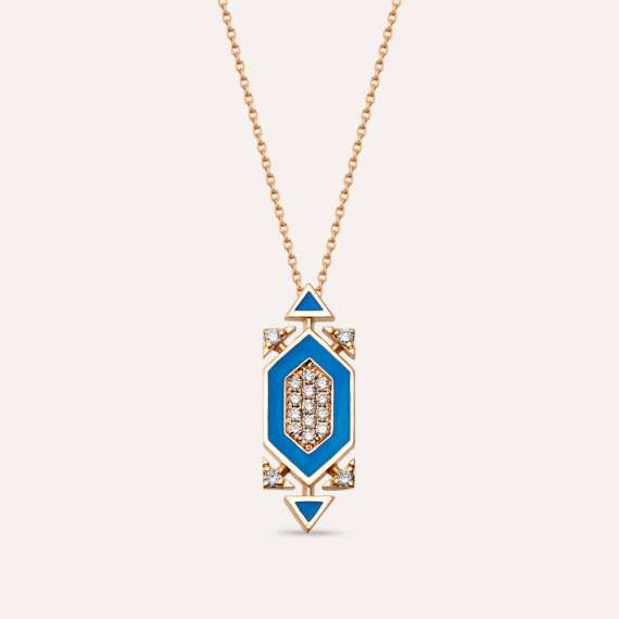 Salm 0.19 CT Diamond and Blue Enamel Pendant - 1