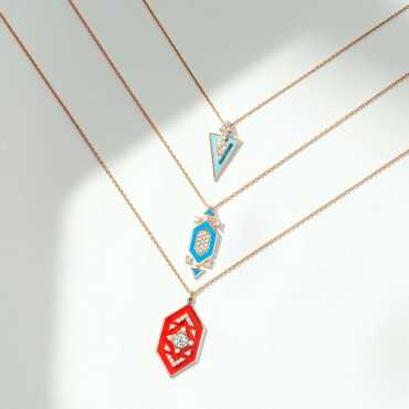 Salm 0.19 CT Diamond and Blue Enamel Pendant - Nev Jewellery (1)