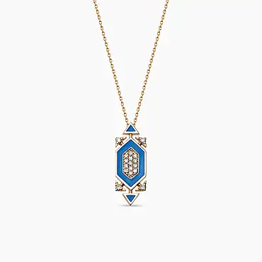 Salm Pırlanta Taşlı ve Mavi Mineli Kolye - Nev Jewellery (1)