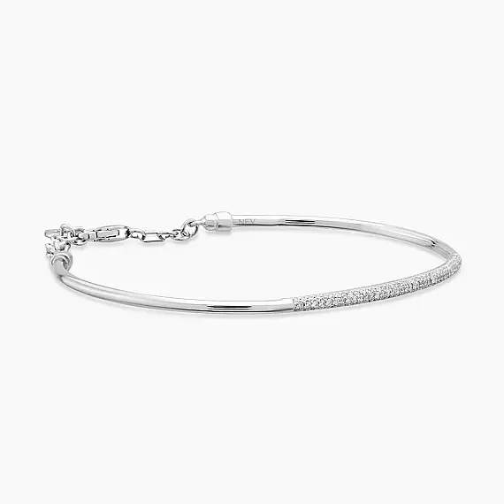 Sand White 0.37 CT Pırlanta Taşlı Beyaz Altın Bileklik - 3