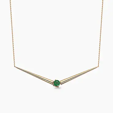 Sandy 0.36 CT Zümrüt Taşlı Rose Altın Kolye - Nev Jewellery (1)