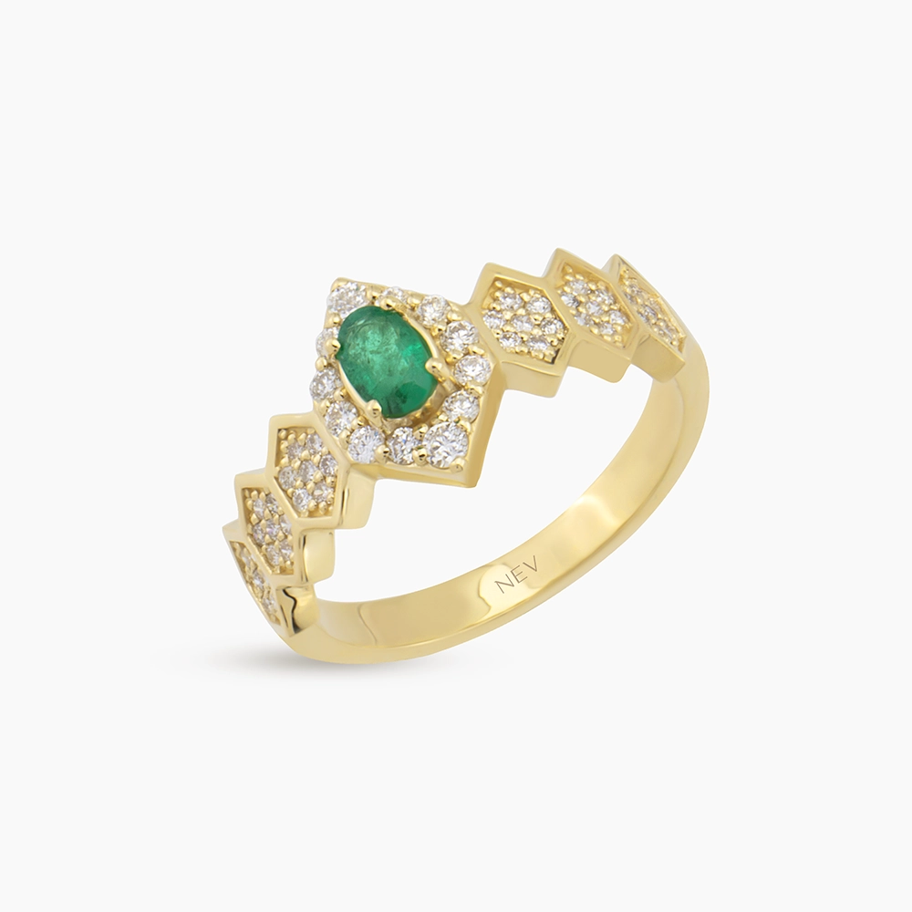 Sargas Diamond and Emerald Rose Gold Ring - 3