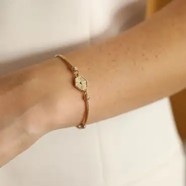 Sarı Altın Altıgen Yonca Bileklik - Nev Jewellery (1)