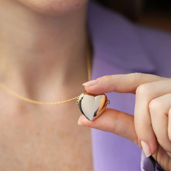 Sarı Altın Kalp Kapaklı Kolye Ucu - Nev Jewellery