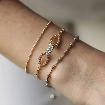 Sarı ve Beyaz Altın Dorika Detaylı Zincir Bileklik - Nev Jewellery (1)