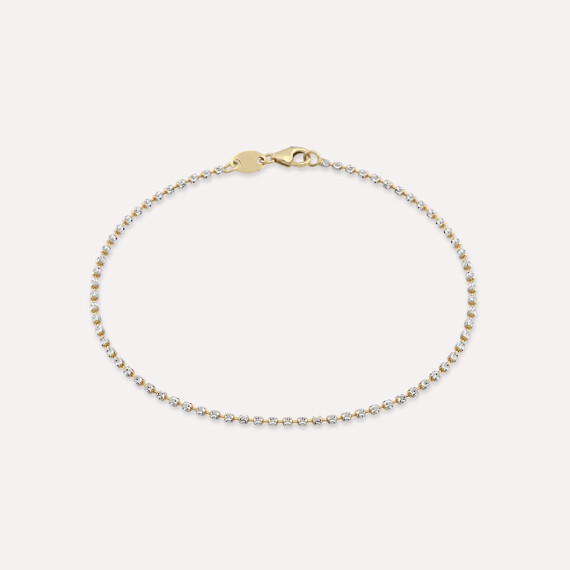 Sarı ve Beyaz Altın Dorika Detaylı Zincir Bileklik - Nev Jewellery