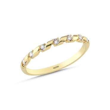 Sarmaşık Tasarım Oval Sıra Taşlı Yüzük - NEV JEWELLERY