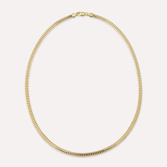 Scale Yellow Gold Herringborn Necklace - Nev Jewellery
